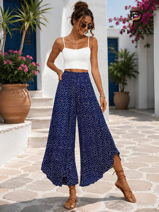 Pantalon Large Femme Taille Haute  Élégant, Fluide et Confortable