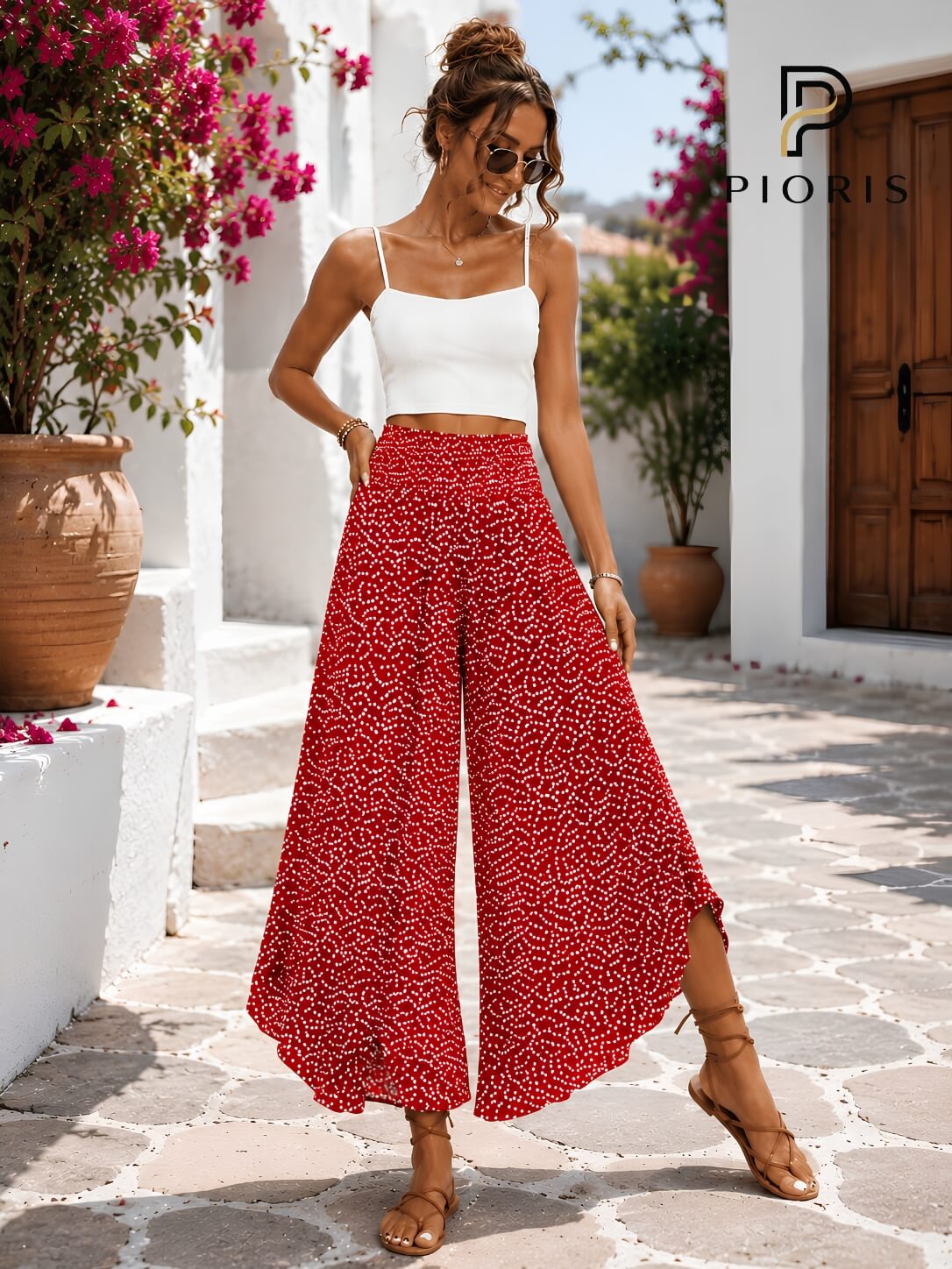 Pantalon Large Femme Taille Haute  Élégant, Fluide et Confortable