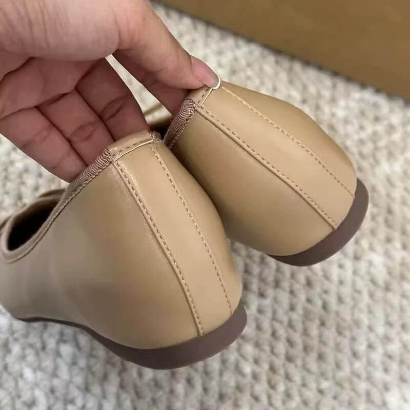 Ballerines à Bout Carré avec Nœud  Plateforme Cachée