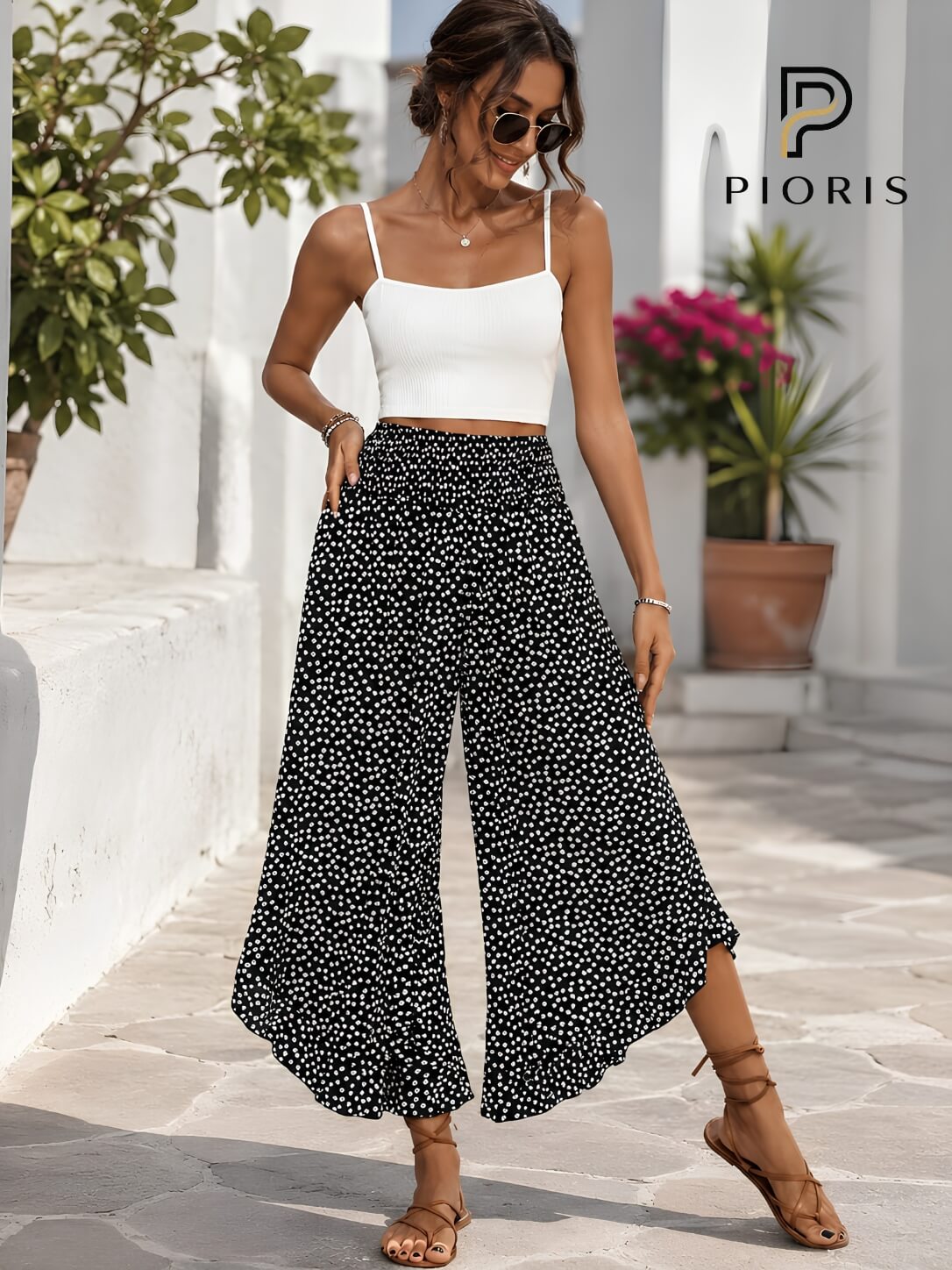 Pantalon Large Femme Taille Haute  Élégant, Fluide et Confortable