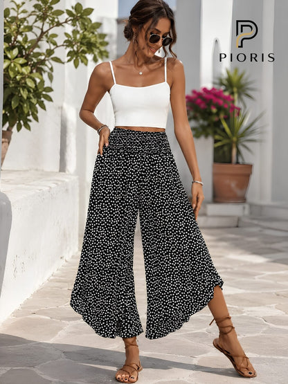 Pantalon Large Femme Taille Haute  Élégant, Fluide et Confortable