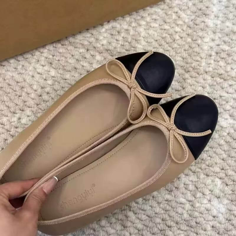 Ballerines à Bout Carré avec Nœud  Plateforme Cachée