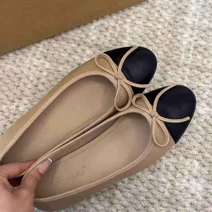 Ballerines à Bout Carré avec Nœud  Plateforme Cachée