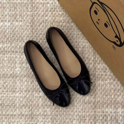 Ballerines à Bout Carré avec Nœud  Plateforme Cachée
