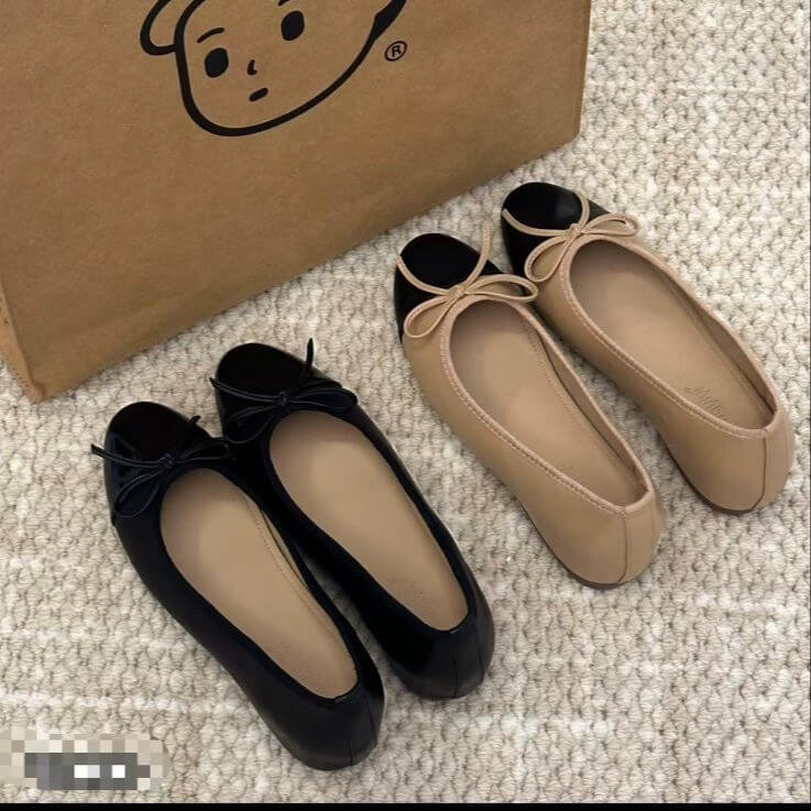 Ballerines à Bout Carré avec Nœud  Plateforme Cachée